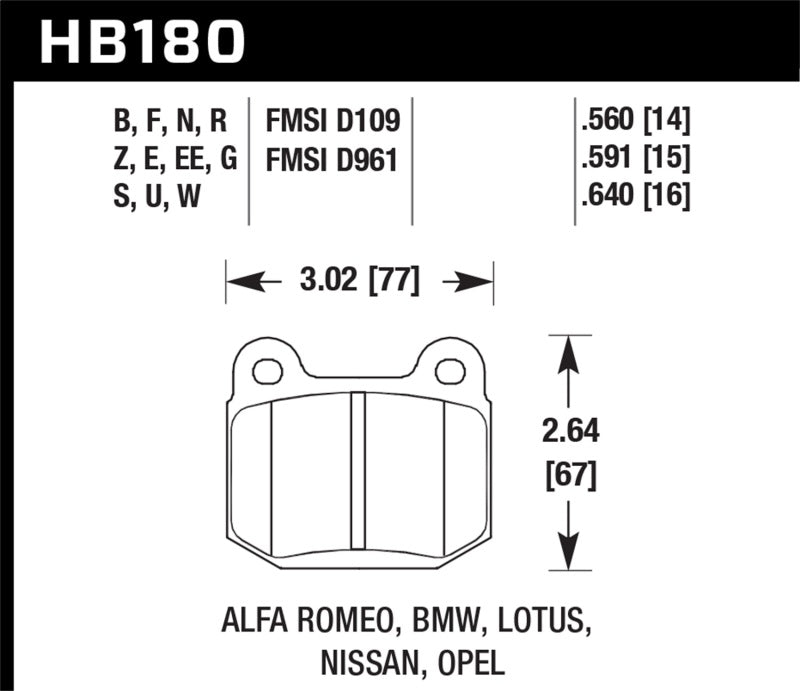 Hawk 03-06 Evo / 04-09 STi / 03-07 350z Track edition/G35 w/ Brembo HPS Street Rear Brake Pads Hawk 03-06 Evo / 04-09 STi / 03-07 350z Track edition/G35 w/ Brembo HPS Street Rear Brake Pads