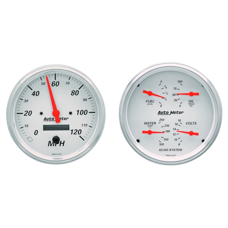 AutoMeter Gauge Kit 2 Pc. Quad & Speedometer 5in. Arctic White AutoMeter Gauge Kit 2 Pc. Quad & Speedometer 5in. Arctic White