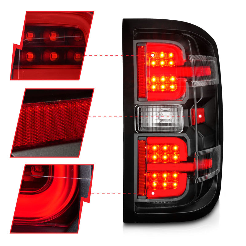ANZO 15-19 Chevy Silverado 2500HD/3500HD (Halgn Only) LED Tail Lights w/Black Light Bar & Clear Lens ANZO 15-19 Chevy Silverado 2500HD/3500HD (Halgn Only) LED Tail Lights w/Black Light Bar & Clear Lens