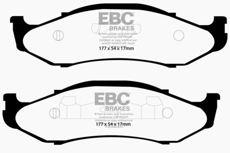 EBC 97-99 Jeep Cherokee 2.5 82mm High Rotors Yellowstuff Front Brake Pads EBC 97-99 Jeep Cherokee 2.5 82mm High Rotors Yellowstuff Front Brake Pads