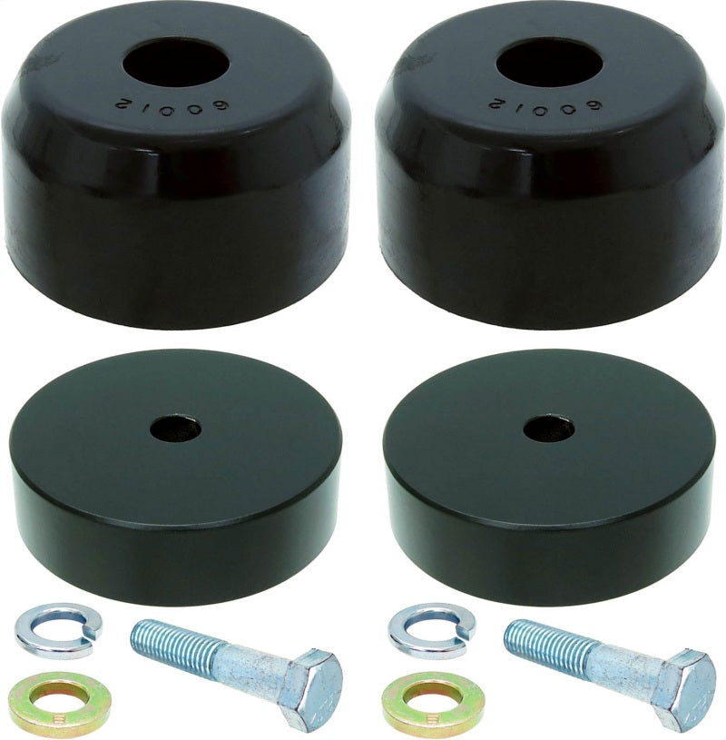 RockJock JK Bump Stop Kit Front w/ Billet Aluminum Spacers Urethane RockJock Bump Stops Hardware RockJock JK Bump Stop Kit Front w/ Billet Aluminum Spacers Urethane RockJock Bump Stops Hardware