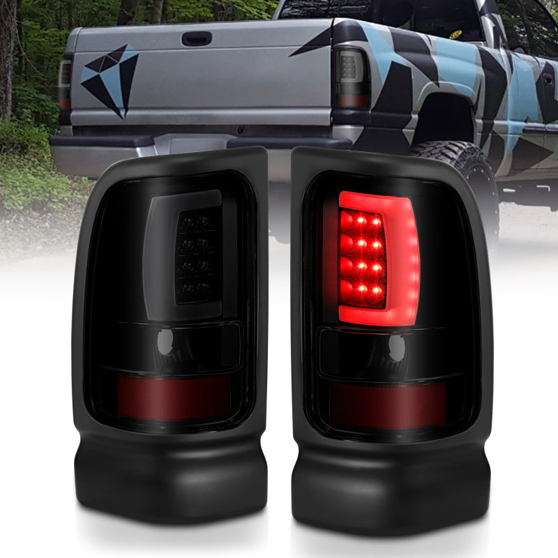 ANZO 1994-2001 Dodge Ram 1500 LED Taillights Plank Style Black w/Smoke Lens ANZO 1994-2001 Dodge Ram 1500 LED Taillights Plank Style Black w/Smoke Lens