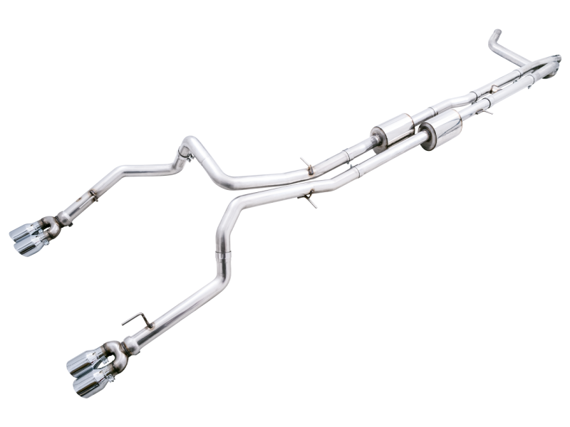 AWE Tuning 22-23 GMC Sierra 1500 AT4X 6.2L 0FG Catback Split Dual (Flat Bumper) - Chrome Silver Tips AWE Tuning 22-23 GMC Sierra 1500 AT4X 6.2L 0FG Catback Split Dual (Flat Bumper) - Chrome Silver Tips