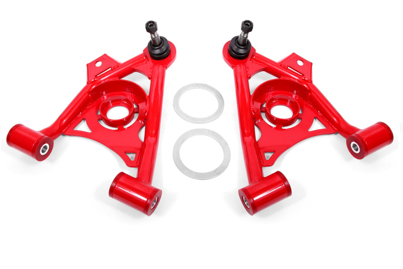 BMR 79-93 Mustang Fox Lower Control A-Arm Front w/ Spring Pocket/Tall Ball Joint - Red BMR 79-93 Mustang Fox Lower Control A-Arm Front w/ Spring Pocket/Tall Ball Joint - Red