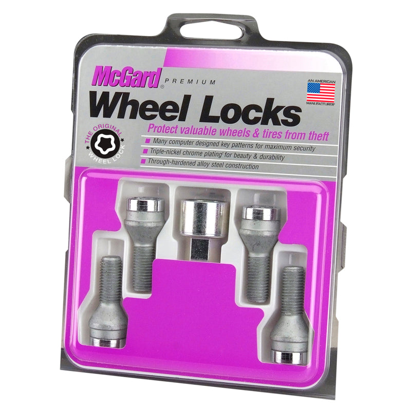 McGard Wheel Lock Bolt Set - 4pk. (Cone Seat) M12X1.5 / 17mm Hex / 25.5mm Shank Length - Chrome McGard Wheel Lock Bolt Set - 4pk. (Cone Seat) M12X1.5 / 17mm Hex / 25.5mm Shank Length - Chrome