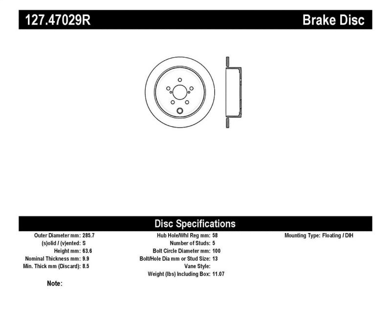 StopTech 08-10 Impreza WRX (Exc STi)/08-10 Impreza Coupe/Sedan Slotted & Drilled Right Rear Rotor StopTech 08-10 Impreza WRX (Exc STi)/08-10 Impreza Coupe/Sedan Slotted & Drilled Right Rear Rotor