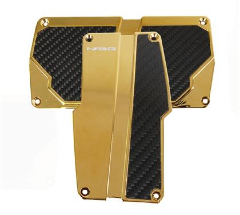NRG Brushed Aluminum Sport Pedal A/T - Chrome Gold w/Black Carbon NRG Brushed Aluminum Sport Pedal A/T - Chrome Gold w/Black Carbon