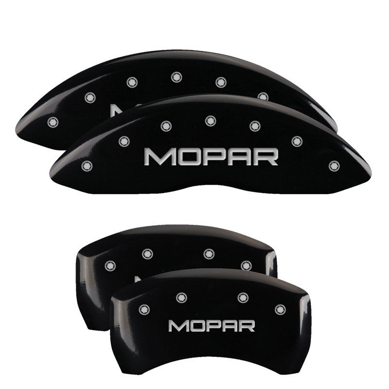 MGP 4 Caliper Covers Engraved Front & Rear MOPAR Black finish silver ch MGP 4 Caliper Covers Engraved Front & Rear MOPAR Black finish silver ch