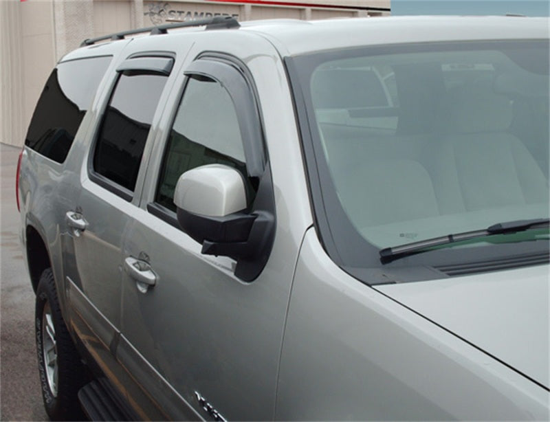 Stampede 2007-2013 Chevy Avalanche Crew Cab Pickup Snap-Inz Sidewind Deflector 4pc - Smoke Stampede 2007-2013 Chevy Avalanche Crew Cab Pickup Snap-Inz Sidewind Deflector 4pc - Smoke