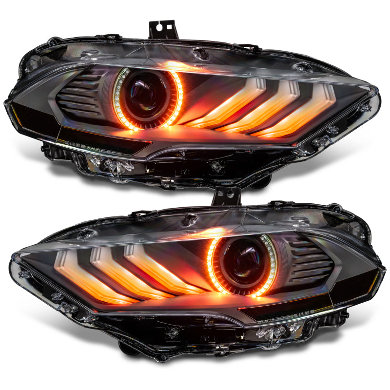 Oracle Lighting 18-23 Ford Mustang Dynamic ColorSHIFT LED Headlights - Black Series SEE WARRANTY Oracle Lighting 18-23 Ford Mustang Dynamic ColorSHIFT LED Headlights - Black Series SEE WARRANTY