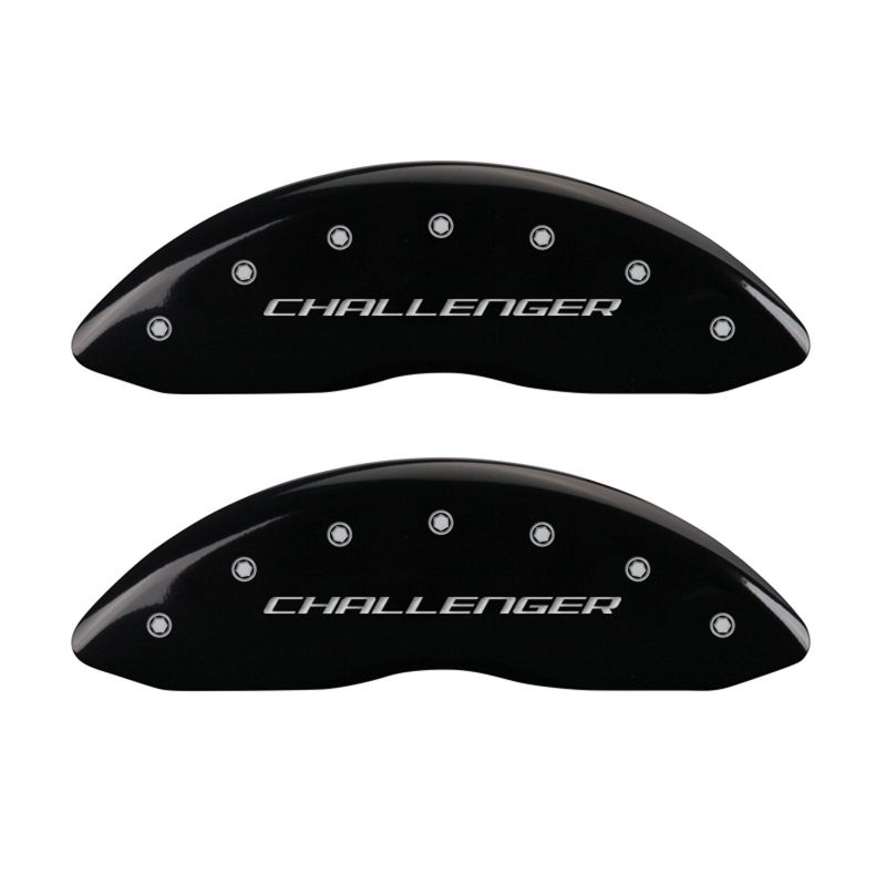 MGP 4 Caliper Covers Engraved Front & Rear Block/Challenger Black finish silver ch MGP 4 Caliper Covers Engraved Front & Rear Block/Challenger Black finish silver ch