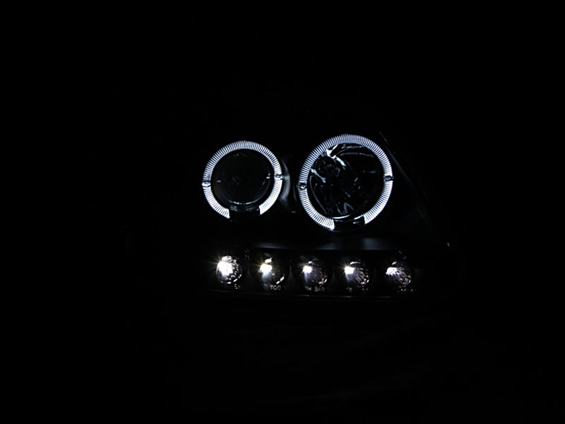 ANZO 1997.5-2003 Ford F-150 Projector Headlights w/ Halo and LED Black 1pc ANZO 1997.5-2003 Ford F-150 Projector Headlights w/ Halo and LED Black 1pc
