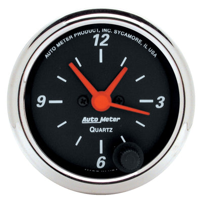 Autometer Designer Black 2-1/16in Analog 12 Hour Clock