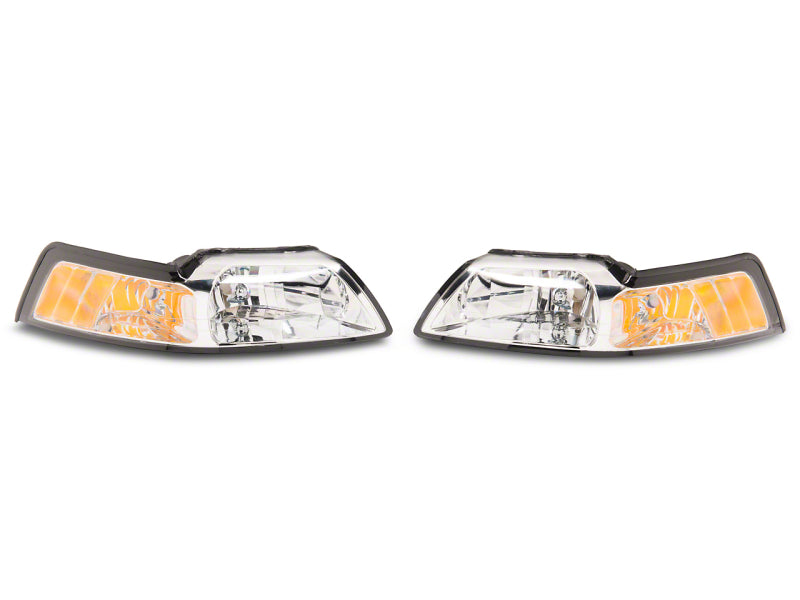 Raxiom 99-04 Ford Mustang Axial Series OEM Style Replacement Headlights- Chrome Housing (Clear Lens) Raxiom 99-04 Ford Mustang Axial Series OEM Style Replacement Headlights- Chrome Housing (Clear Lens)