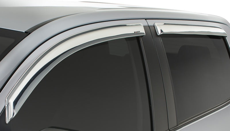 Stampede 2007-2019 Toyota Tundra Extended Crew Cab Pickup Tape-Onz Sidewind Deflector 4pc - Chrome Stampede 2007-2019 Toyota Tundra Extended Crew Cab Pickup Tape-Onz Sidewind Deflector 4pc - Chrome
