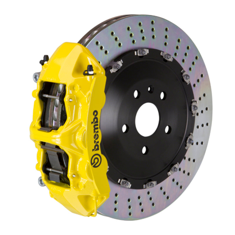 Brembo 18+ RS5 Front GT BBK 6 Piston Cast 405x34 2pc Rotor Drilled- Yellow Brembo 18+ RS5 Front GT BBK 6 Piston Cast 405x34 2pc Rotor Drilled- Yellow