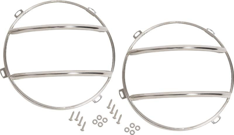 Kentrol 07-18 Jeep Wrangler JK Euro Headlight Guards Pair - Polished Silver Kentrol 07-18 Jeep Wrangler JK Euro Headlight Guards Pair - Polished Silver