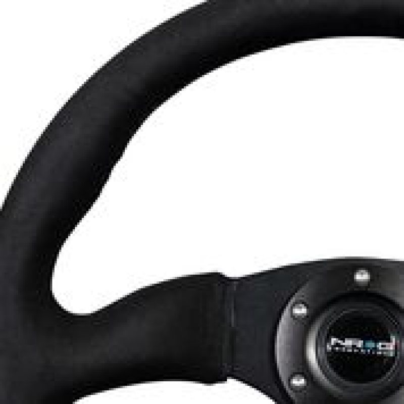 NRG Reinforced Steering Wheel (350mm / 2.5in. Deep)Blk Alcantara Comfort Grip w/4mm Matte Blk Spokes NRG Reinforced Steering Wheel (350mm / 2.5in. Deep)Blk Alcantara Comfort Grip w/4mm Matte Blk Spokes