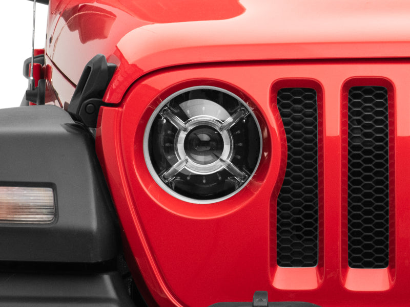 Raxiom 18-22 Jeep Wrangler JL/ JT 9-Inch LED Headlights w/ DRL and Halo- Black Housing (Clear Lens) Raxiom 18-22 Jeep Wrangler JL/ JT 9-Inch LED Headlights w/ DRL and Halo- Black Housing (Clear Lens)