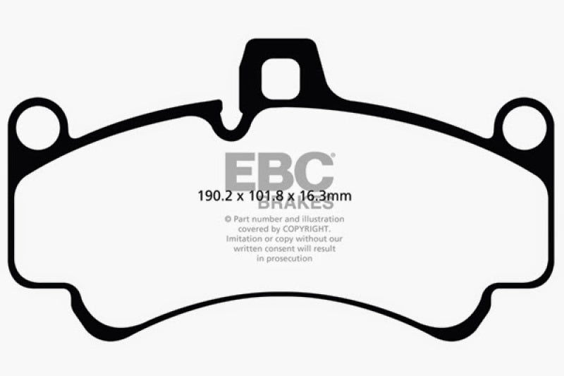 EBC 01-03 Porsche 911 (996) (Cast Iron Rotor only) 3.6 Twin Turbo GT2 Bluestuff Front Brake Pads EBC 01-03 Porsche 911 (996) (Cast Iron Rotor only) 3.6 Twin Turbo GT2 Bluestuff Front Brake Pads