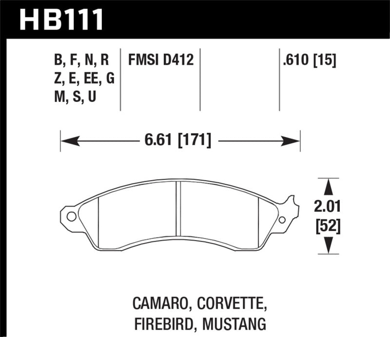 Hawk 94-04 Mustang Cobra / 88-95 Corvette 5.7L / 88-92 Camaro w/ HD Brakes Front Performance Ceramic Hawk 94-04 Mustang Cobra / 88-95 Corvette 5.7L / 88-92 Camaro w/ HD Brakes Front Performance Ceramic