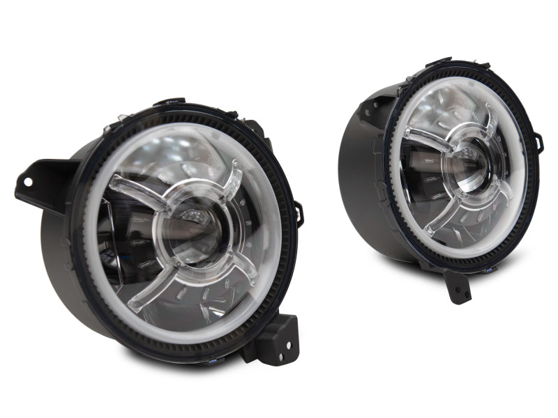 Raxiom 18-22 Jeep Wrangler JL/ JT 9-Inch LED Headlights w/ DRL and Halo- Black Housing (Clear Lens) Raxiom 18-22 Jeep Wrangler JL/ JT 9-Inch LED Headlights w/ DRL and Halo- Black Housing (Clear Lens)