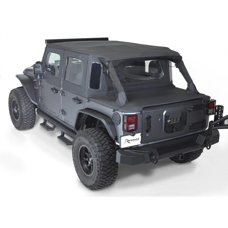 Rampage 2007-2018 Jeep Wrangler(JK) 2-Door Trailview Tonneau Top - Black Diamond Rampage 2007-2018 Jeep Wrangler(JK) 2-Door Trailview Tonneau Top - Black Diamond