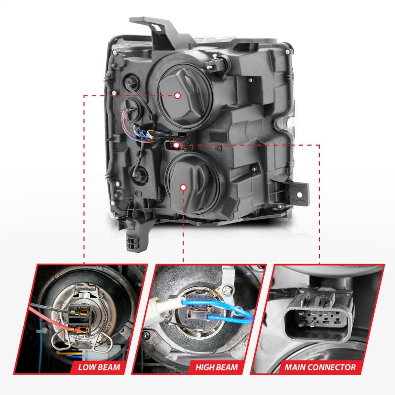 ANZO Projector Headlights 15-17 Chevrolet Silverado 2500HD / 3500HD Chrome w/ Chrome Rim ANZO Projector Headlights 15-17 Chevrolet Silverado 2500HD / 3500HD Chrome w/ Chrome Rim