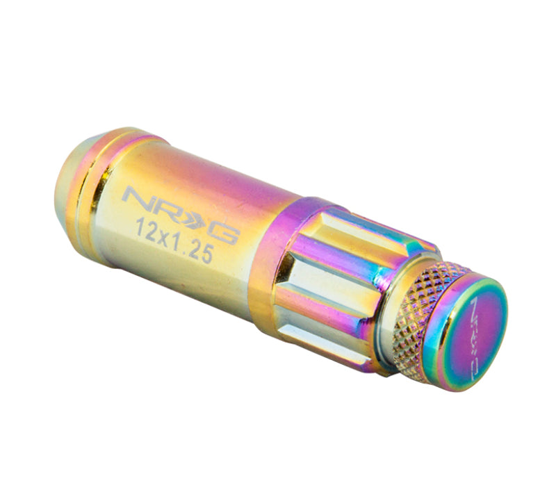 NRG 700 Series M12 X 1.5 Steel Lug Nut w/Dust Cap Cover Set 21 Pc w/Locks & Lock Socket - Neochrome NRG 700 Series M12 X 1.5 Steel Lug Nut w/Dust Cap Cover Set 21 Pc w/Locks & Lock Socket - Neochrome