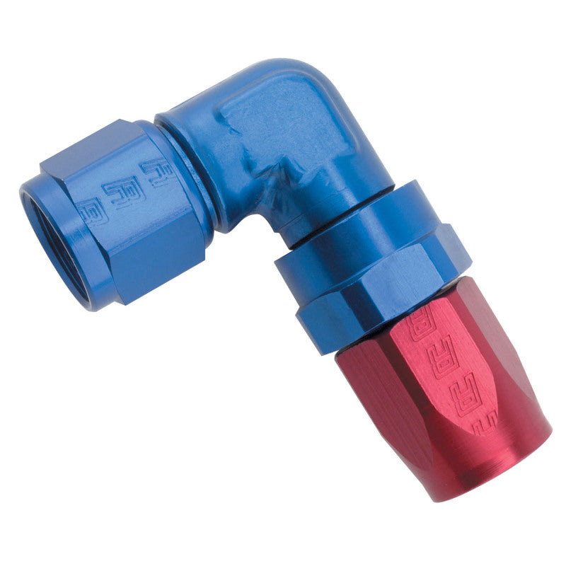 Russell Performance -12 AN Red/Blue 90 Degree Forged Aluminum Swivel Hose End Russell Performance -12 AN Red/Blue 90 Degree Forged Aluminum Swivel Hose End