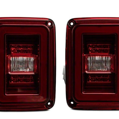 Raxiom 07-18 Jeep Wrangler JK JL Style LED Tail Lights- Black Housing - Red Lens