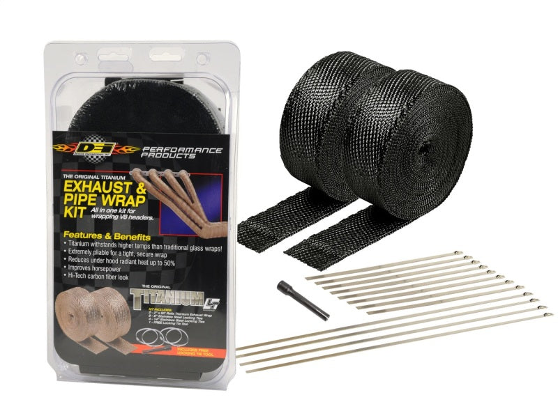 DEI Exhaust Wrap Kit - Black Titanium Wrap Locking Ties & Locking Tie Tool DEI Exhaust Wrap Kit - Black Titanium Wrap Locking Ties & Locking Tie Tool