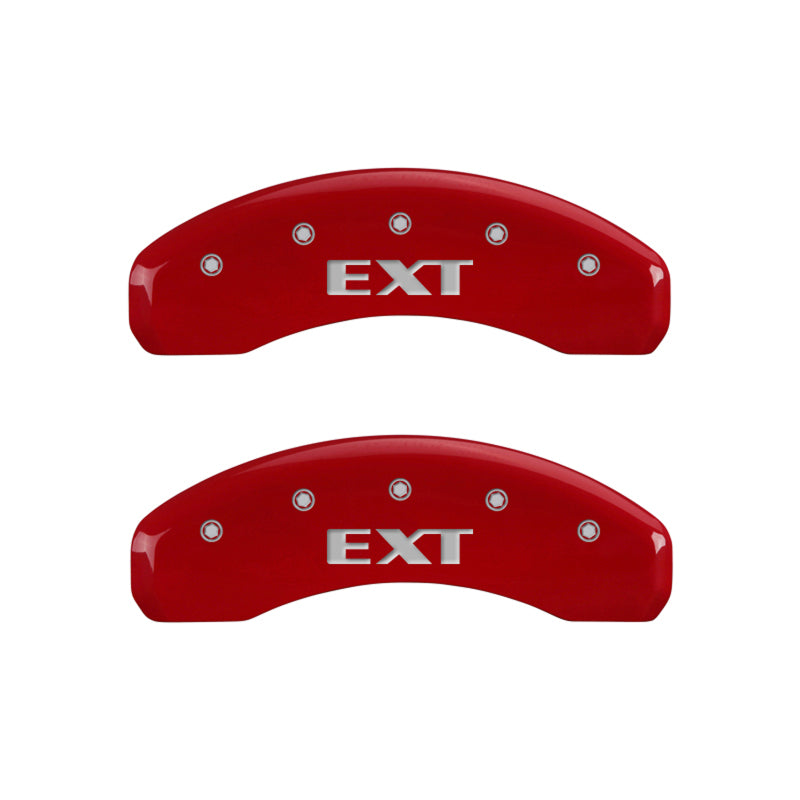 MGP 4 Caliper Covers Engraved Front Escalade Engraved Rear EXT Red finish silver ch MGP 4 Caliper Covers Engraved Front Escalade Engraved Rear EXT Red finish silver ch