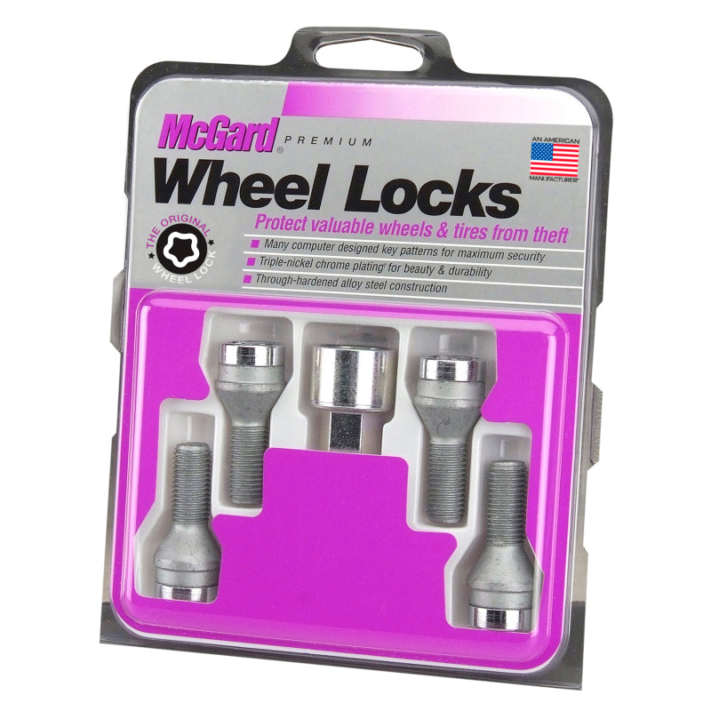 McGard Wheel Lock Bolt Set - 4pk. (Cone Seat) M12X1.5 / 17mm Hex / 40.5mm Shank Length - Chrome McGard Wheel Lock Bolt Set - 4pk. (Cone Seat) M12X1.5 / 17mm Hex / 40.5mm Shank Length - Chrome