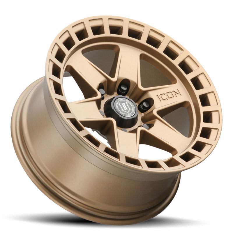 ICON Raider 17x8.5 6x5.5 0mm Offset 4.75in BS Satin Brass Wheel ICON Raider 17x8.5 6x5.5 0mm Offset 4.75in BS Satin Brass Wheel