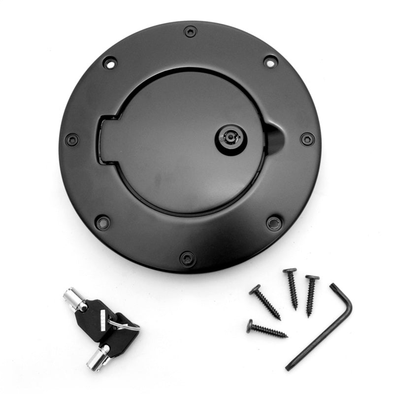 Rugged Ridge Locking Gas Cap Door Black Alum 97-06TJ Rugged Ridge Locking Gas Cap Door Black Alum 97-06TJ