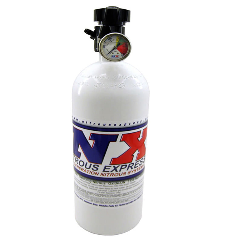 Nitrous Express 10lb Bottle w/Lightning 500 Valve (6.89 Dia x 20.19 Tall) w/Gauge Nitrous Express 10lb Bottle w/Lightning 500 Valve (6.89 Dia x 20.19 Tall) w/Gauge