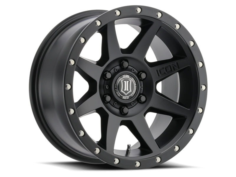 ICON Rebound 17x8.5 6x5.5 0mm Offset 4.75in BS 106.1mm Bore Satin Black Wheel ICON Rebound 17x8.5 6x5.5 0mm Offset 4.75in BS 106.1mm Bore Satin Black Wheel
