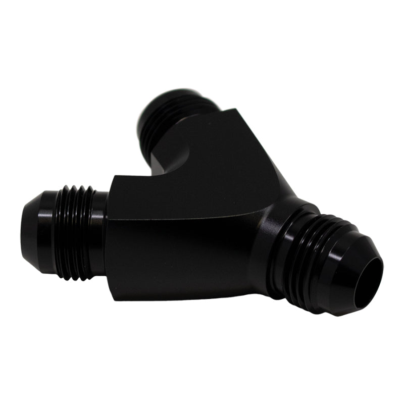 DeatschWerks 8AN Male Flare to 8AN Male Flare to 8AN Male Flare Y Fitting - Anodized Matte Black DeatschWerks 8AN Male Flare to 8AN Male Flare to 8AN Male Flare Y Fitting - Anodized Matte Black