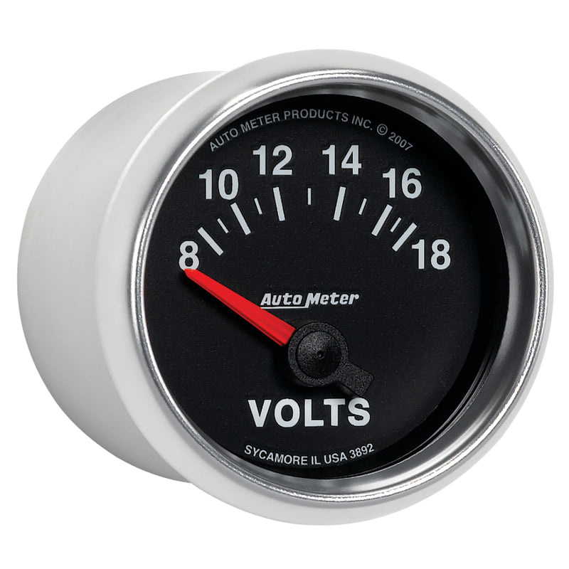 Autometer GS 52mm 8-18 Volts Short Sweep Electronic Voltmeter Gauge Autometer GS 52mm 8-18 Volts Short Sweep Electronic Voltmeter Gauge