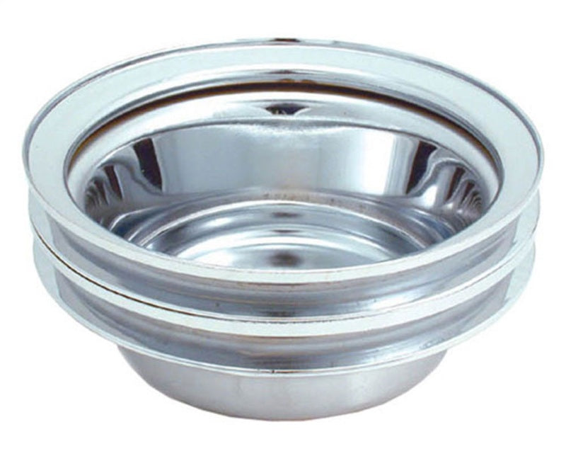 Spectre SB Chevy (w/Long Water Pump) Double Lower Groove Crankshaft Pulley - Chrome Spectre SB Chevy (w/Long Water Pump) Double Lower Groove Crankshaft Pulley - Chrome