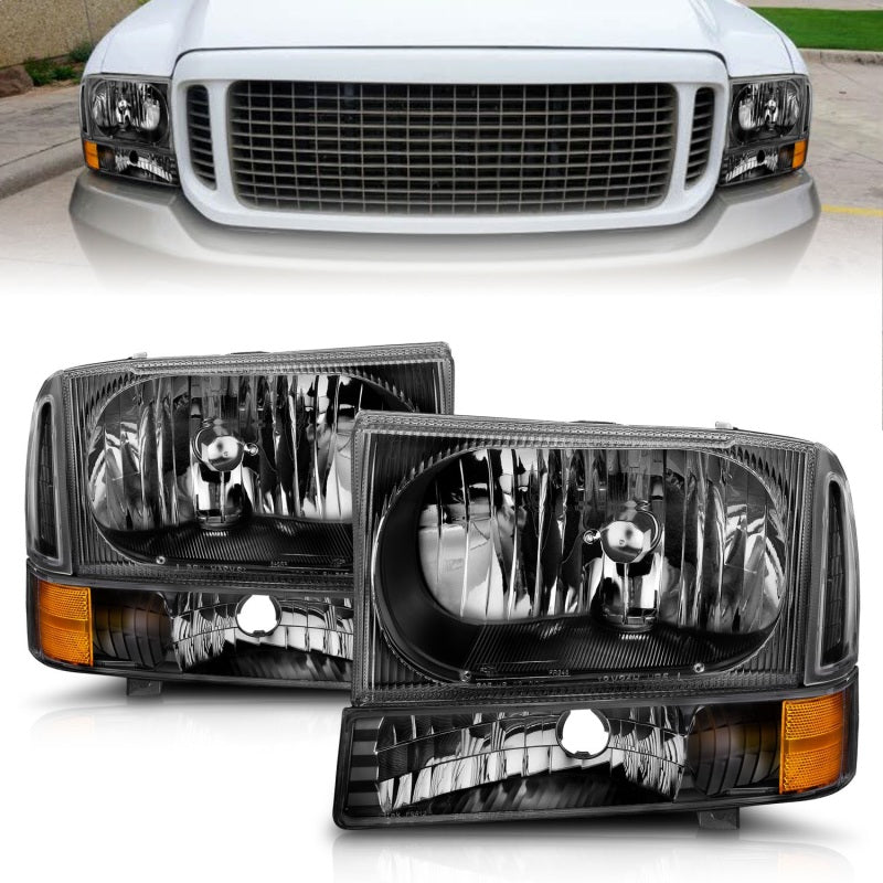 ANZO 2000-2004 Ford Excursion Crystal Headlights Black ANZO 2000-2004 Ford Excursion Crystal Headlights Black