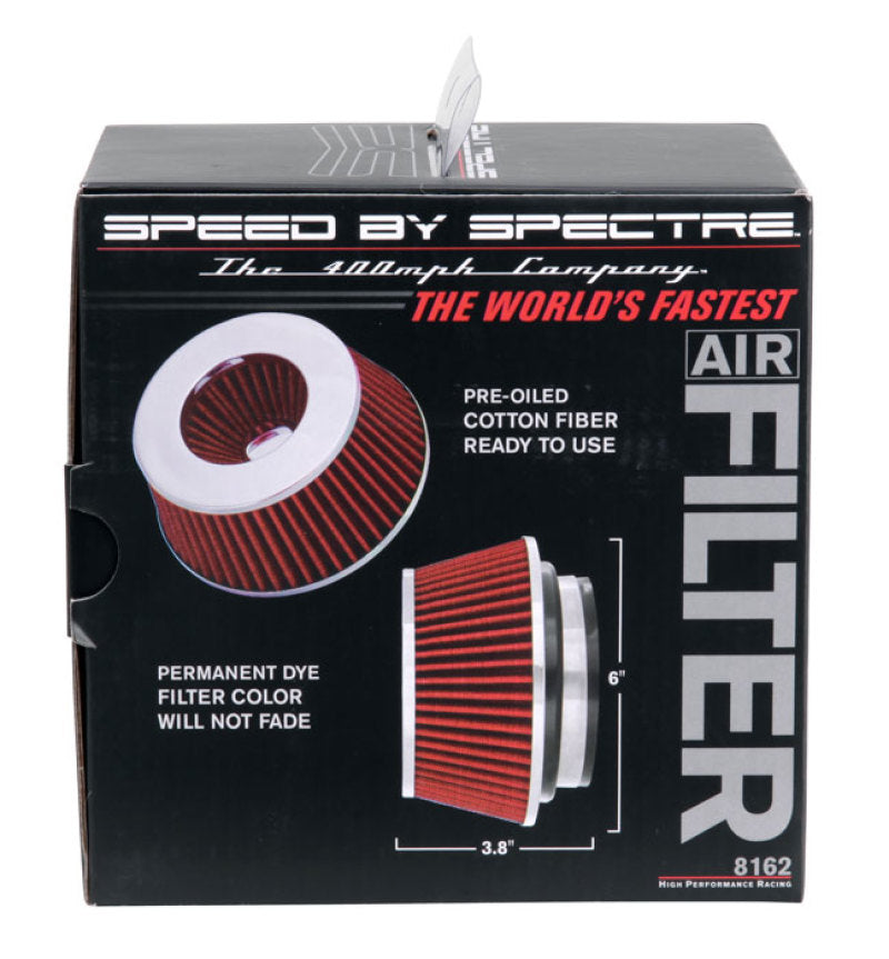Spectre Adjustable Conical Air Filter 2-1/2in. Tall (Fits 3in. / 3-1/2in. / 4in. Tubes) - Red Spectre Adjustable Conical Air Filter 2-1/2in. Tall (Fits 3in. / 3-1/2in. / 4in. Tubes) - Red