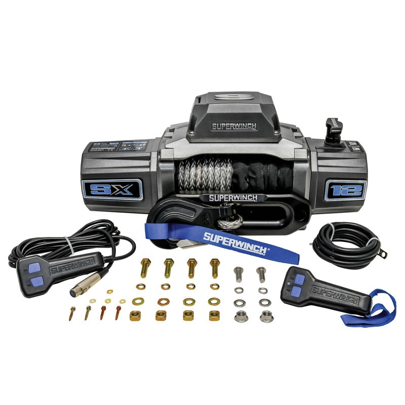 Superwinch 12000 LBS 12V DC 3/8in x 80ft Synthetic Rope SX 12000SR Winch - Graphite Superwinch 12000 LBS 12V DC 3/8in x 80ft Synthetic Rope SX 12000SR Winch - Graphite