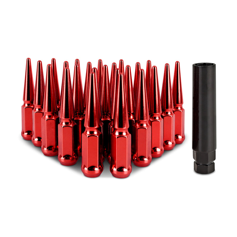 Mishimoto Mishimoto Steel Spiked Lug Nuts M14 x 1.5 24pc Set Red Mishimoto Mishimoto Steel Spiked Lug Nuts M14 x 1.5 24pc Set Red