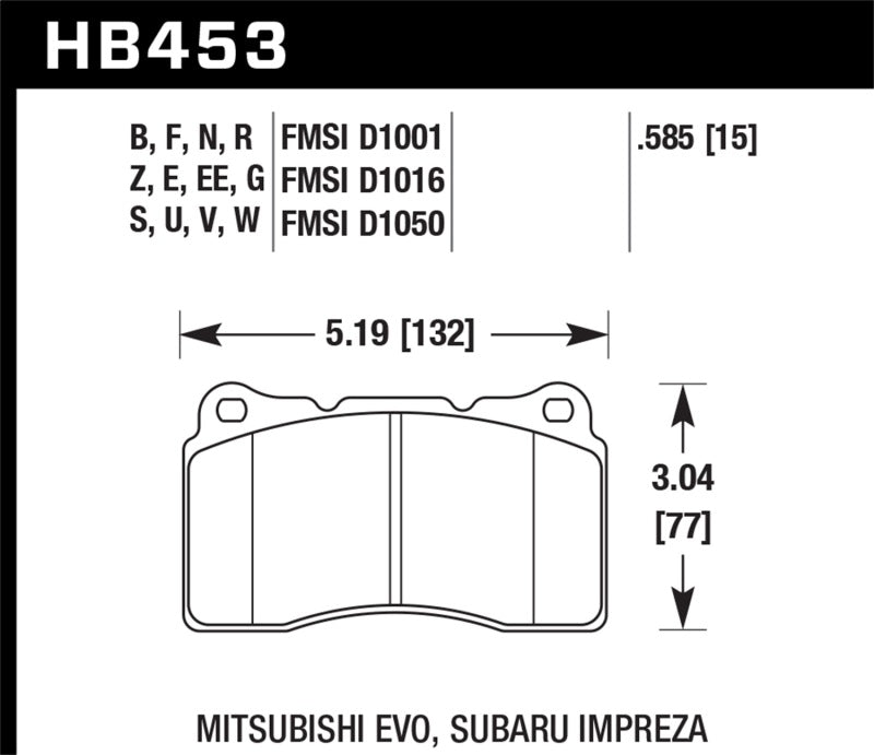 Hawk Street 5.0 Front Brake Pad Brembo 03-06 Evo / 04-14 STI / 09-10 Evo / 09-10 Genesis / 04-08 TL Hawk Street 5.0 Front Brake Pad Brembo 03-06 Evo / 04-14 STI / 09-10 Evo / 09-10 Genesis / 04-08 TL