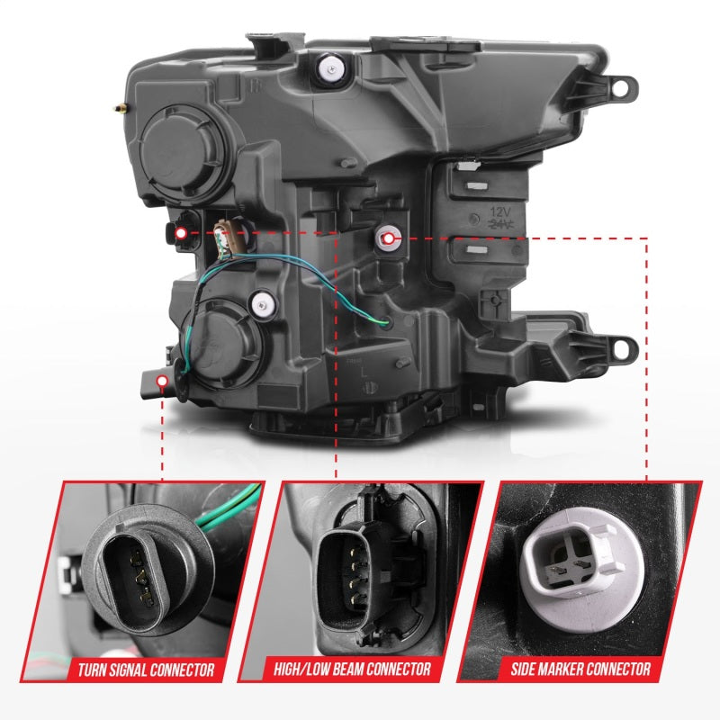 ANZO 2018-2020 Ford F-150 Projector Headlight w/ Plank Style Switchback Black Housing ANZO 2018-2020 Ford F-150 Projector Headlight w/ Plank Style Switchback Black Housing
