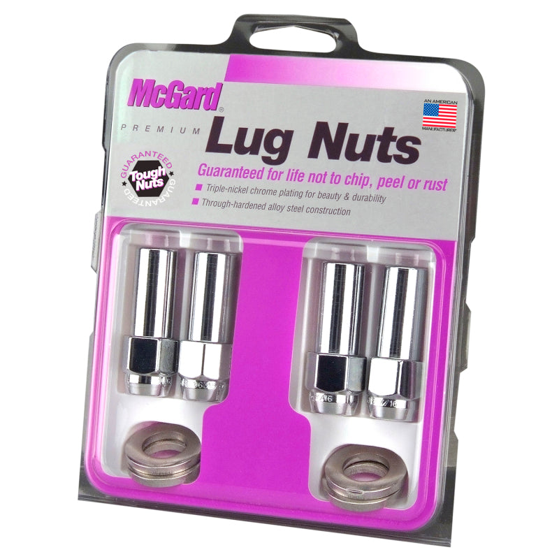 McGard Hex Lug Nut (X-Long Shank - 1.365in.) 1/2-20 / 13/16 Hex / 2.27in. Length (4-Pack) - Chrome McGard Hex Lug Nut (X-Long Shank - 1.365in.) 1/2-20 / 13/16 Hex / 2.27in. Length (4-Pack) - Chrome