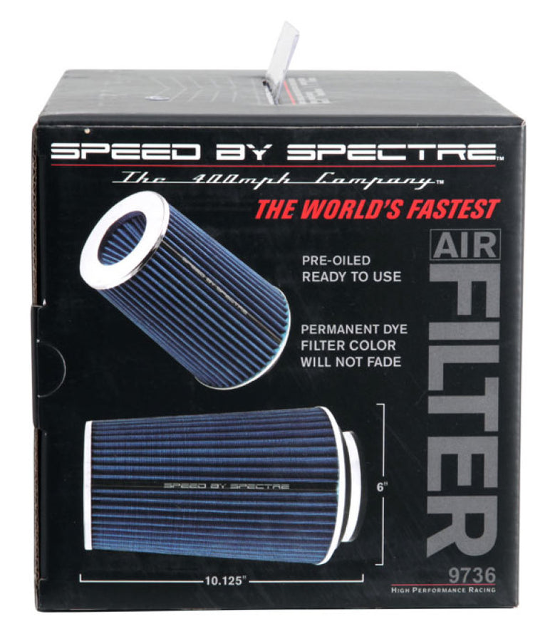 Spectre Adjustable Conical Air Filter 9-1/2in. Tall (Fits 3in. / 3-1/2in. / 4in. Tubes) - Blue Spectre Adjustable Conical Air Filter 9-1/2in. Tall (Fits 3in. / 3-1/2in. / 4in. Tubes) - Blue