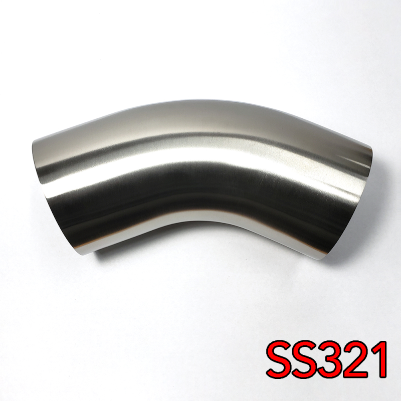 Stainless Bros 4in SS321 45 Deg Mandrel Bend Elbow - 1.5D Radius 16GA/.065in Wall (No Leg) Stainless Bros 4in SS321 45 Deg Mandrel Bend Elbow - 1.5D Radius 16GA/.065in Wall (No Leg)